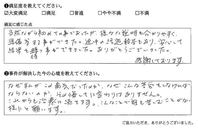 様々な説明も分かりやすく、準備等する事ができた