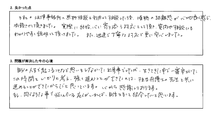 同じような事で悩んでいる人には自信をもって紹介したいです